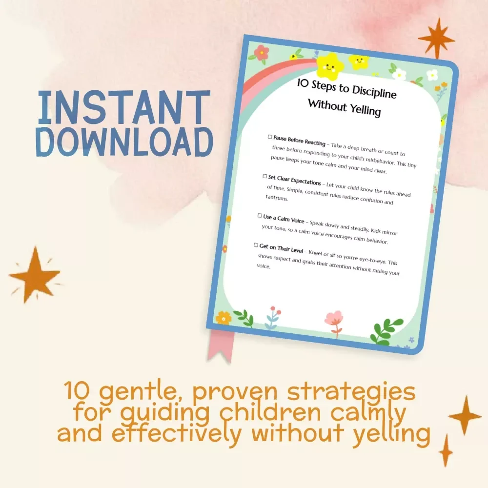 10 Steps to Discipline Without Yelling Checklist | Positive Parenting Guide to Calm & Effective Discipline