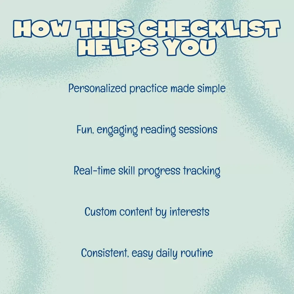 AI Reading Practice for Kids | Digital Checklist | How to Use AI to Create Reading Practice for Kids | Reading Goals, Tools, and Progress Tracker for Parents