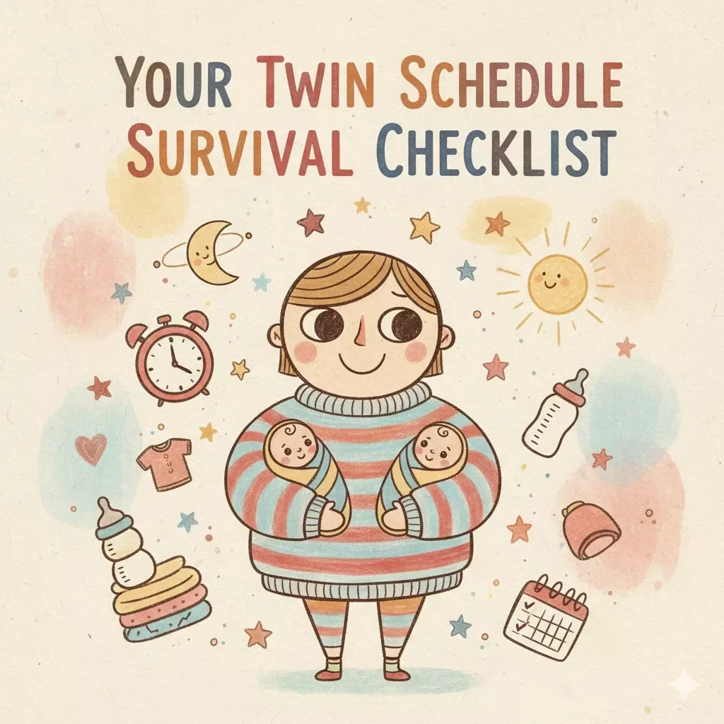 Your Twin Schedule Survival Checklist | Printable Twin Routine Organizer for New Parents | How to Handle Twins on Same Schedule Guide & Daily Twin Care Plan