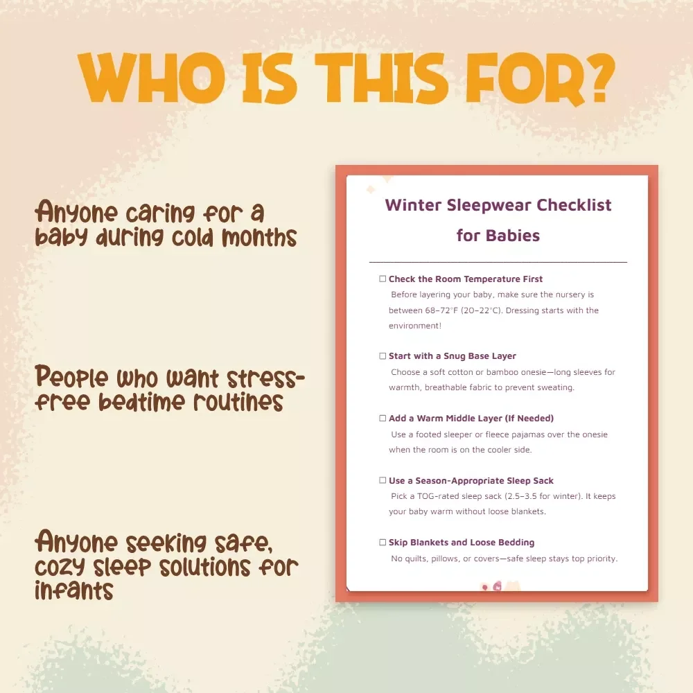 Winter Sleepwear Checklist | Baby Sleep Guide | New Parent Digital Download | Safe Sleep eBook | Nursery Sleep Essentials