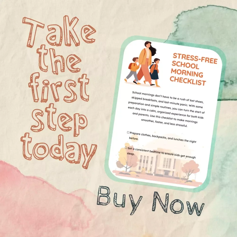 Stress-Free School Morning Checklist | Printable Digital Download for Parents | Tips for Stress-Free School Mornings Routine