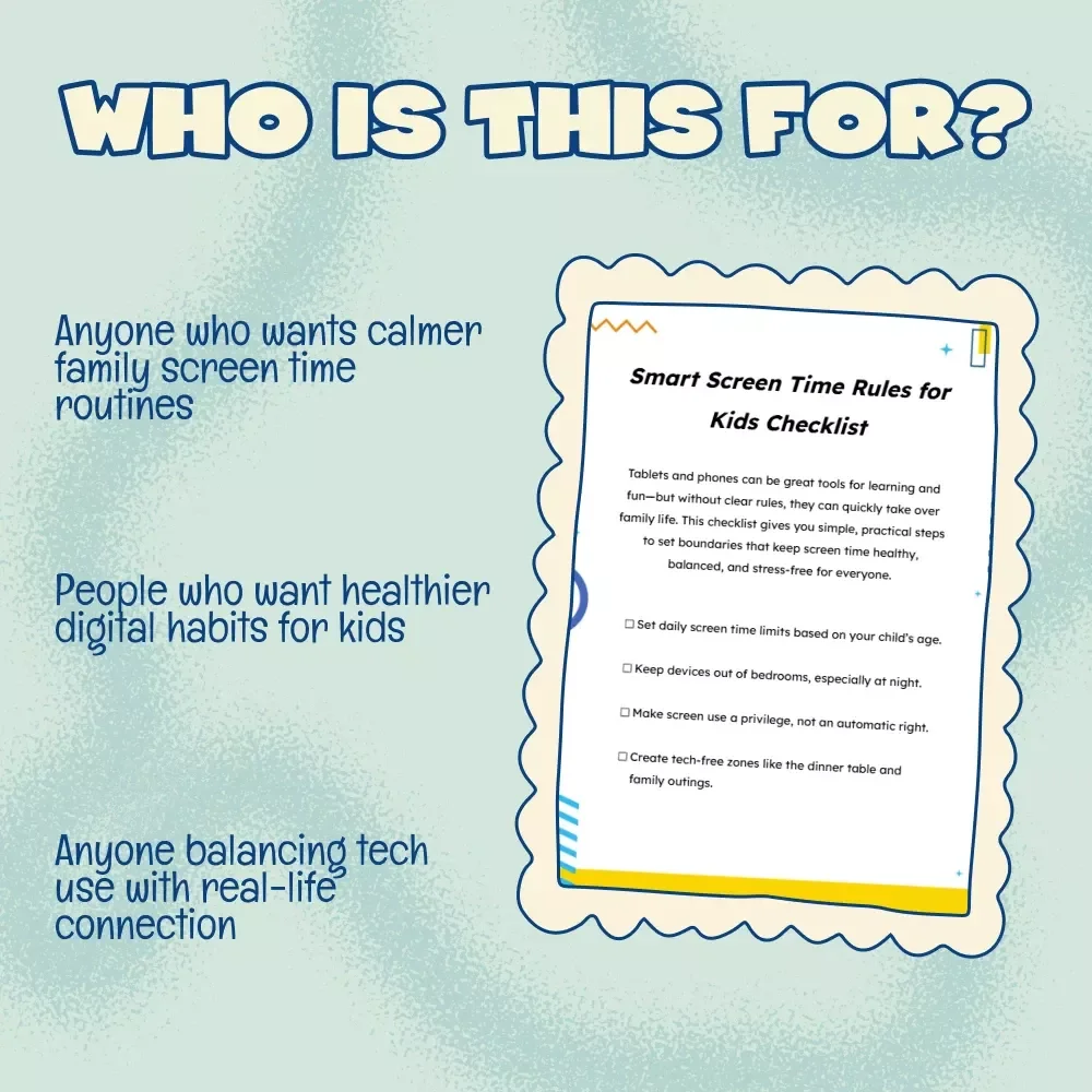 Smart Screen Time Rules for Kids Checklist | Digital Parenting Guide | Printable Family Tech Rules eBook for Healthy Screen Time