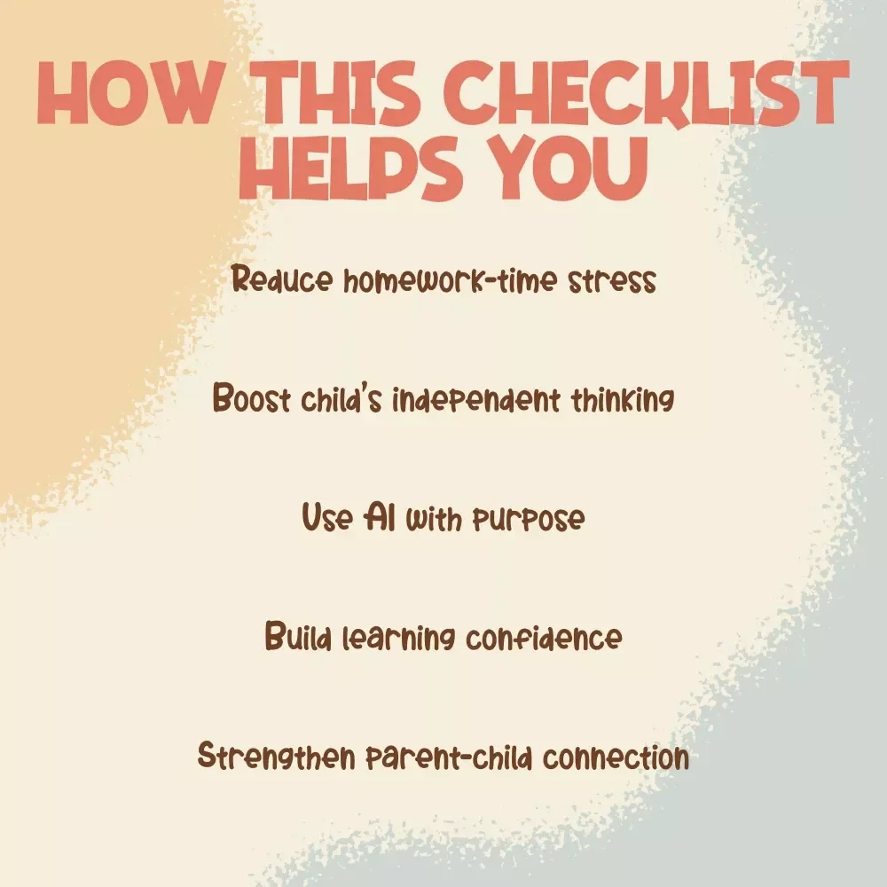 AI Homework Helper for Busy Parents | Printable Checklist | Digital Download | “Can I Use AI When My Kid’s Homework Is Too Hard?” Guide for Smarter Family Study Time