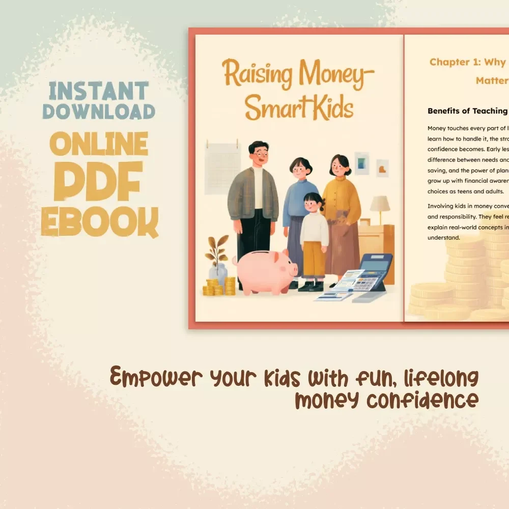 Raising Money-Smart Kids | eBook for Parents | Tips for Teaching Kids About Money | Printable Digital Download for Family Financial Education & Lifelong Money Habits