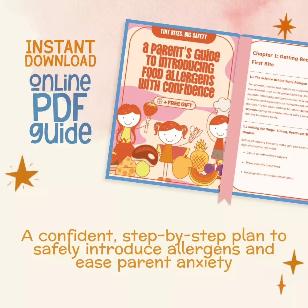 Tiny Bites, Big Safety: A Parent’s Guide to Introducing Food Allergens with Confidence | Digital Download | How to Introduce Food Allergens Safely