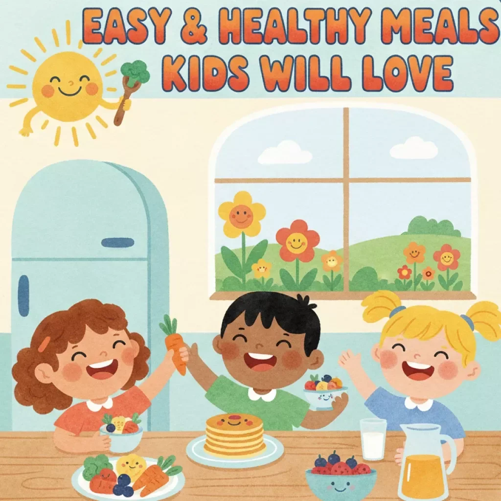 Easy & Healthy Meals Kids Will Love | Family-Friendly eBook with Tips for Making Healthy Family Meals with Kids | Digital Download Guide for Busy Parents | Fun Cooking Together Activities | Kid-Approved Recipes and Meal Planning Ideas