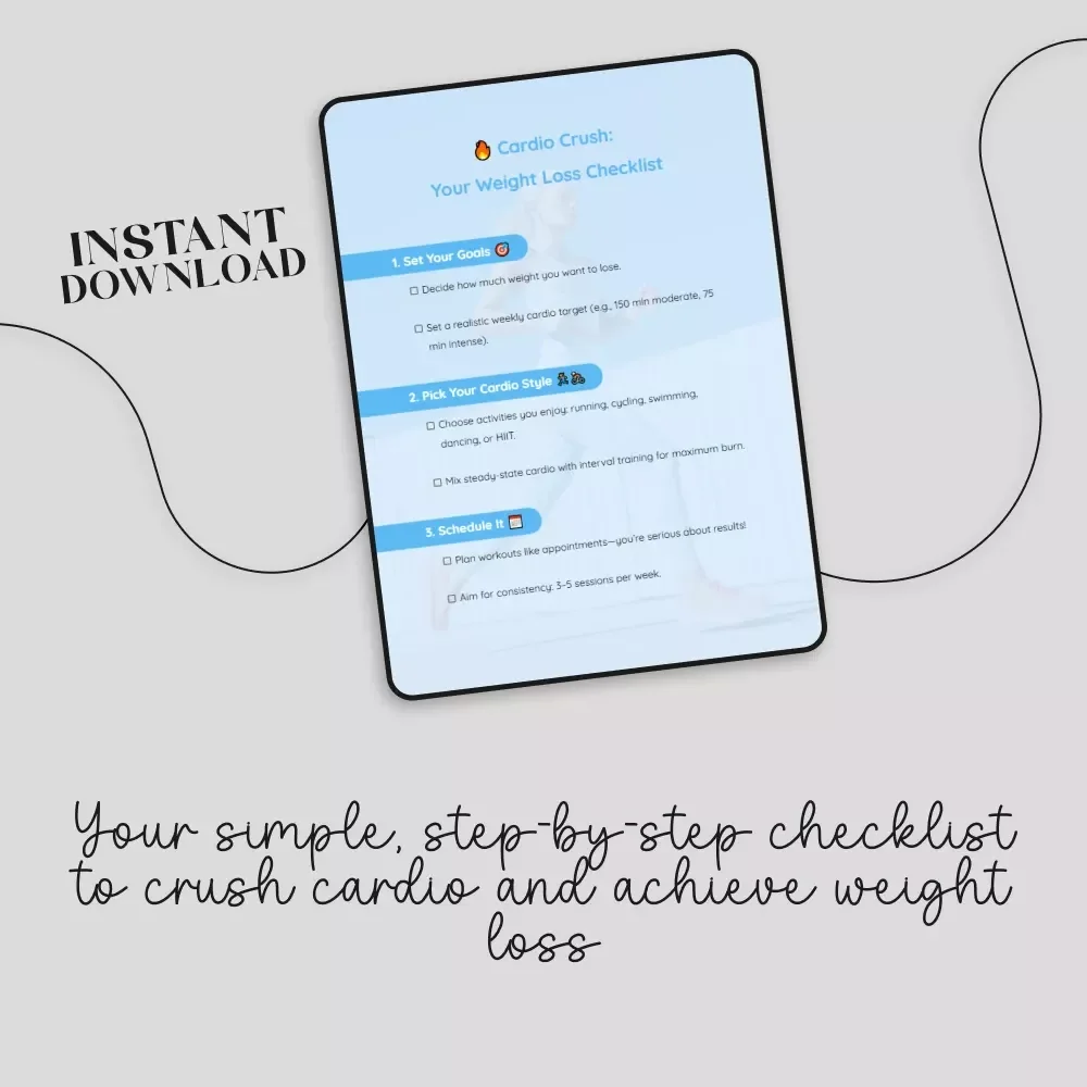 Cardio Crush: Your Weight Loss Checklist | Digital Download | Fitness Planner | Workout Guide | Is Cardio Best To Lose Weight