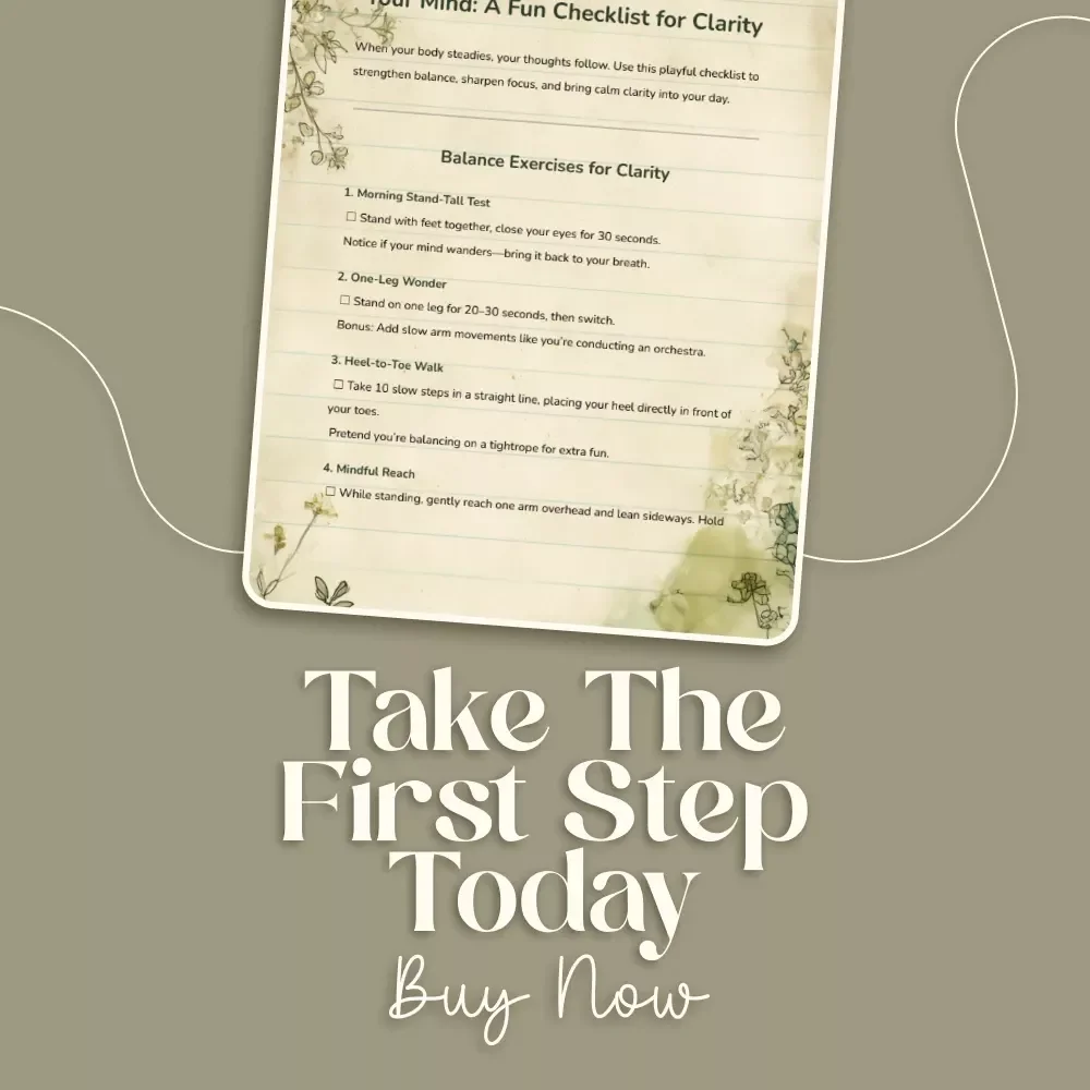 Balance Your Body, Balance Your Mind: A Fun Checklist for Clarity | Digital Download Wellness Checklist | Balance Exercises for Clarity & Focus