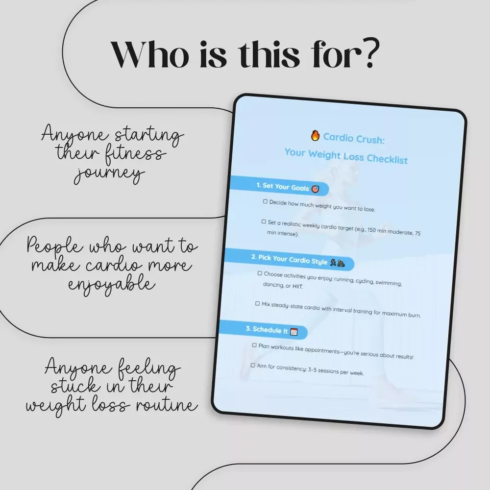 Cardio Crush: Your Weight Loss Checklist | Digital Download | Fitness Planner | Workout Guide | Is Cardio Best To Lose Weight