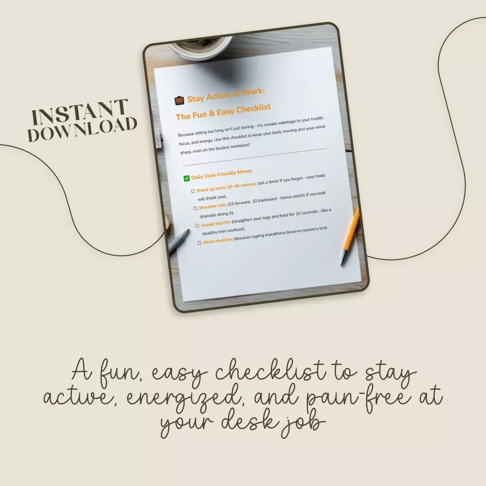 Stay Active at Work: The Fun & Easy Checklist | Digital Download | Guide to Stay Active at Work