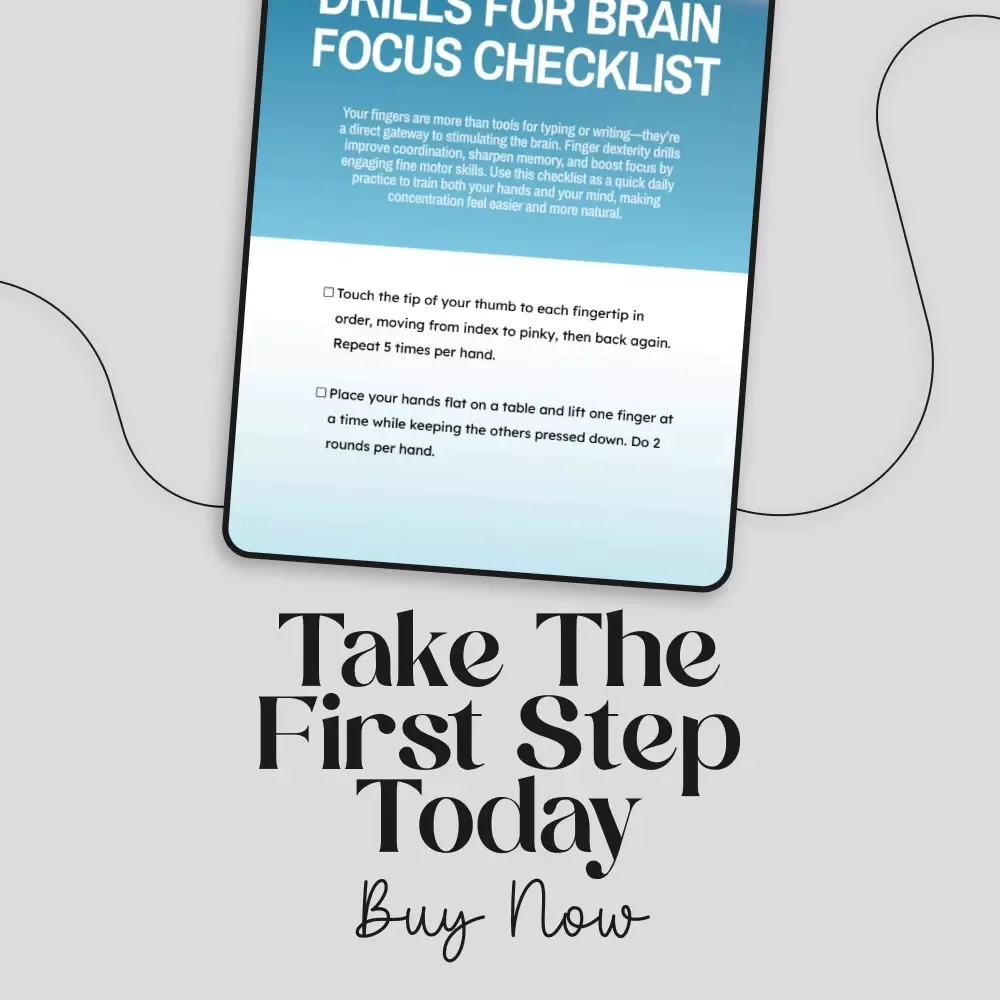 Finger Dexterity Drills for Brain Focus Checklist | Digital Download for Mental Sharpness & Hand Agility