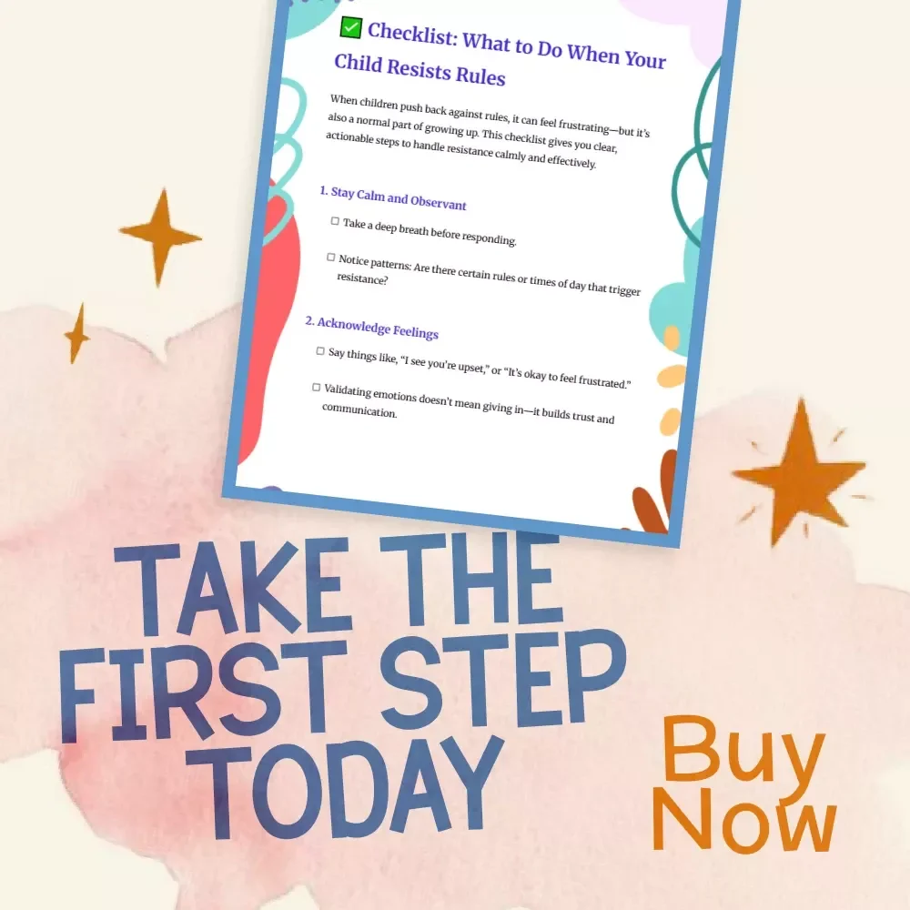 Checklist: What to Do When Your Child Resists Rules | Gentle Parenting Printable | Positive Discipline Guide for Calm, Confident Parents | Instant Digital Download
