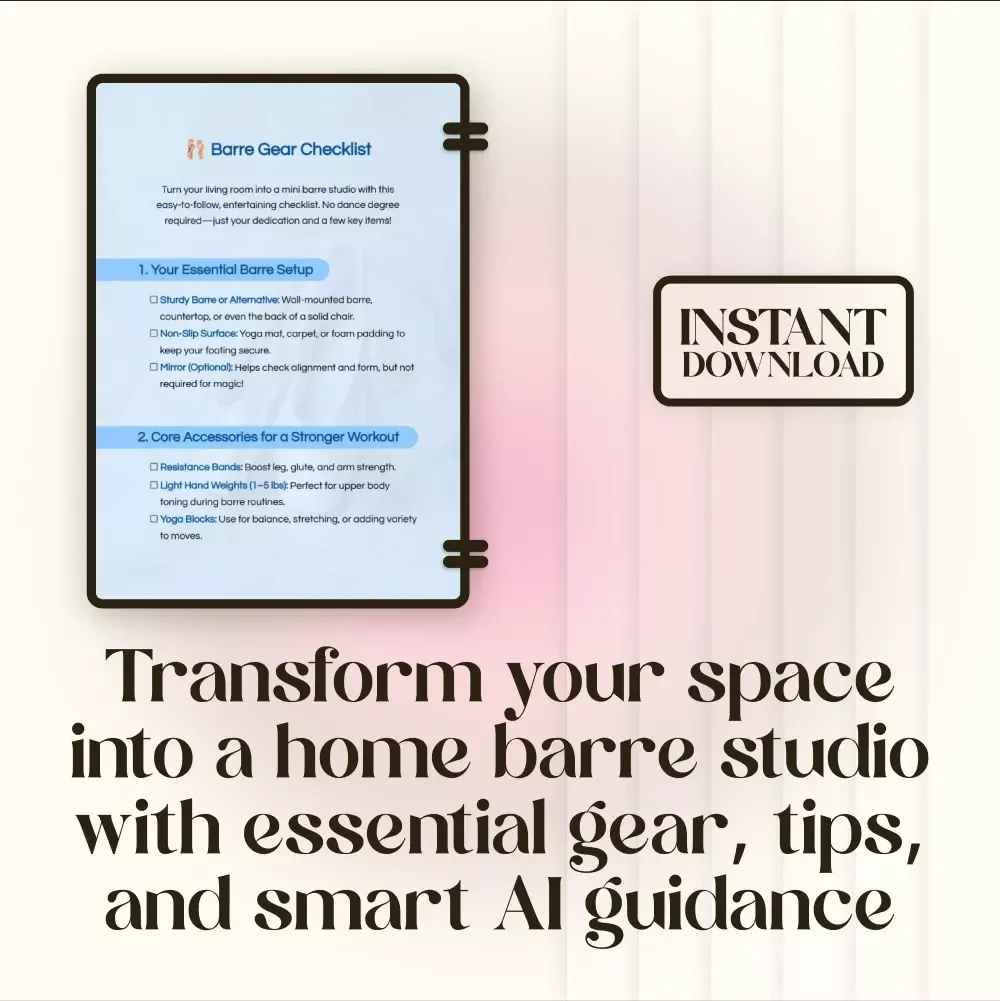 Barre Gear Checklist | Barre Workout Equipment Essentials | Digital Download PDF for At-Home Barre Studio Setup