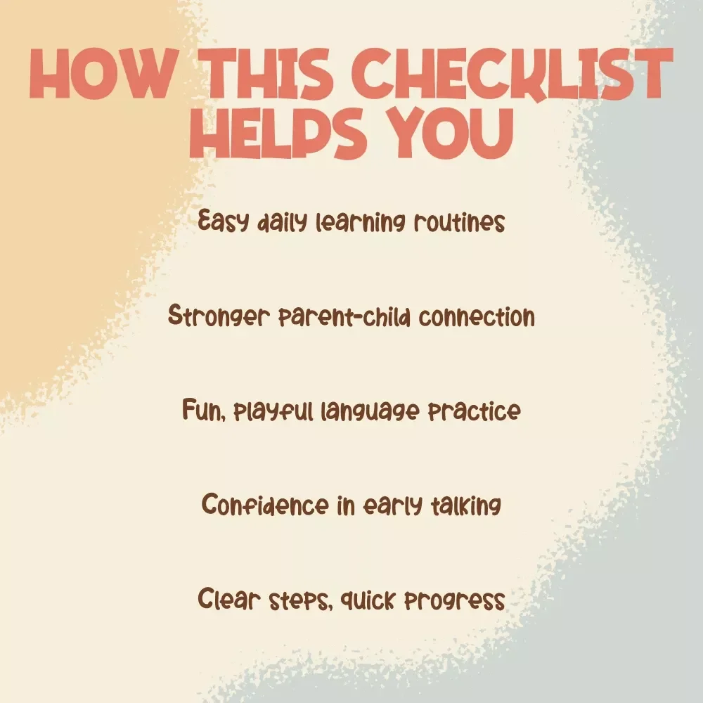 Toddler Vocabulary Builder Checklist | Printable Speech Development Guide | How to Build Toddler Vocabulary Naturally | Early Language Skills for Parents & Caregivers