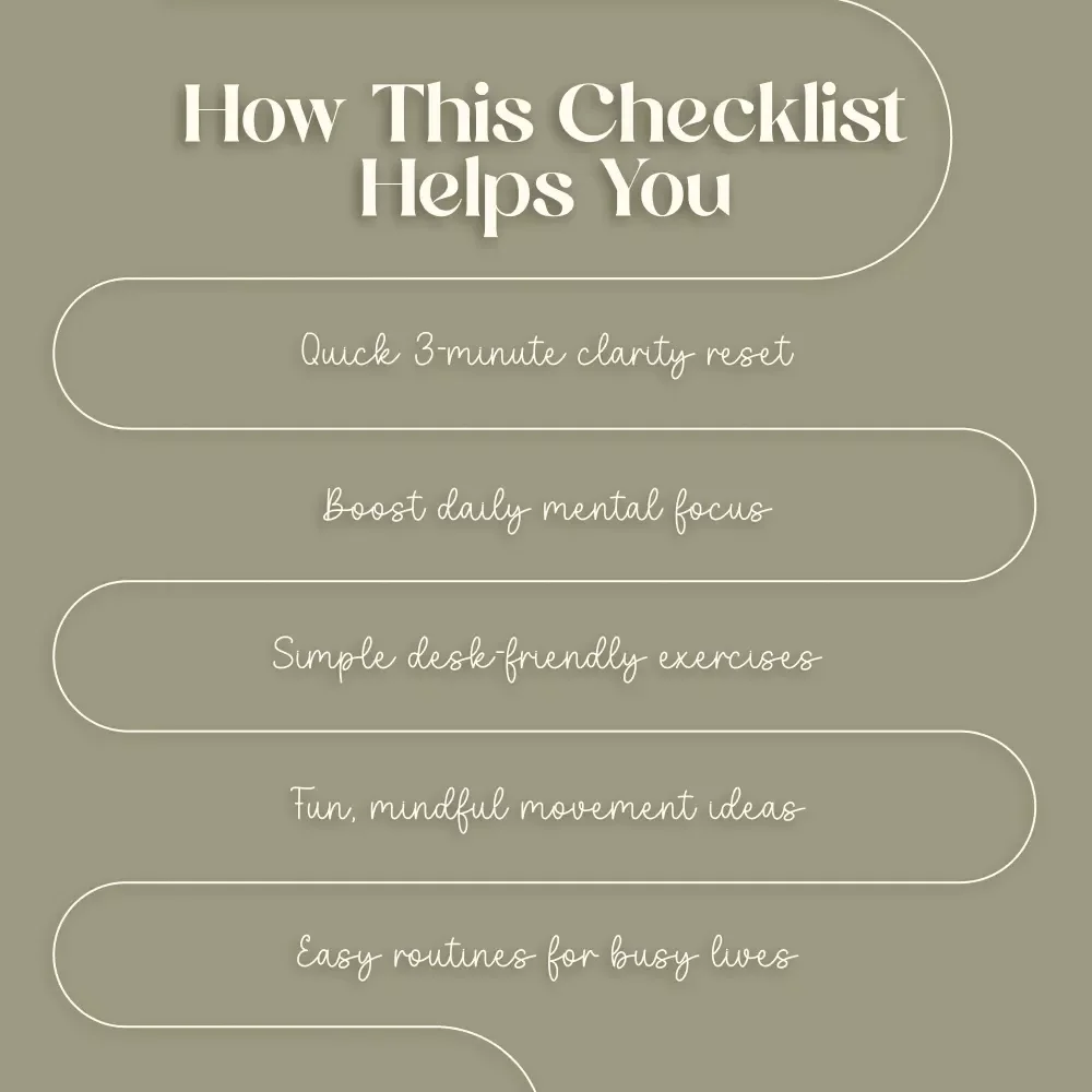 Balance Your Body, Balance Your Mind: A Fun Checklist for Clarity | Digital Download Wellness Checklist | Balance Exercises for Clarity & Focus