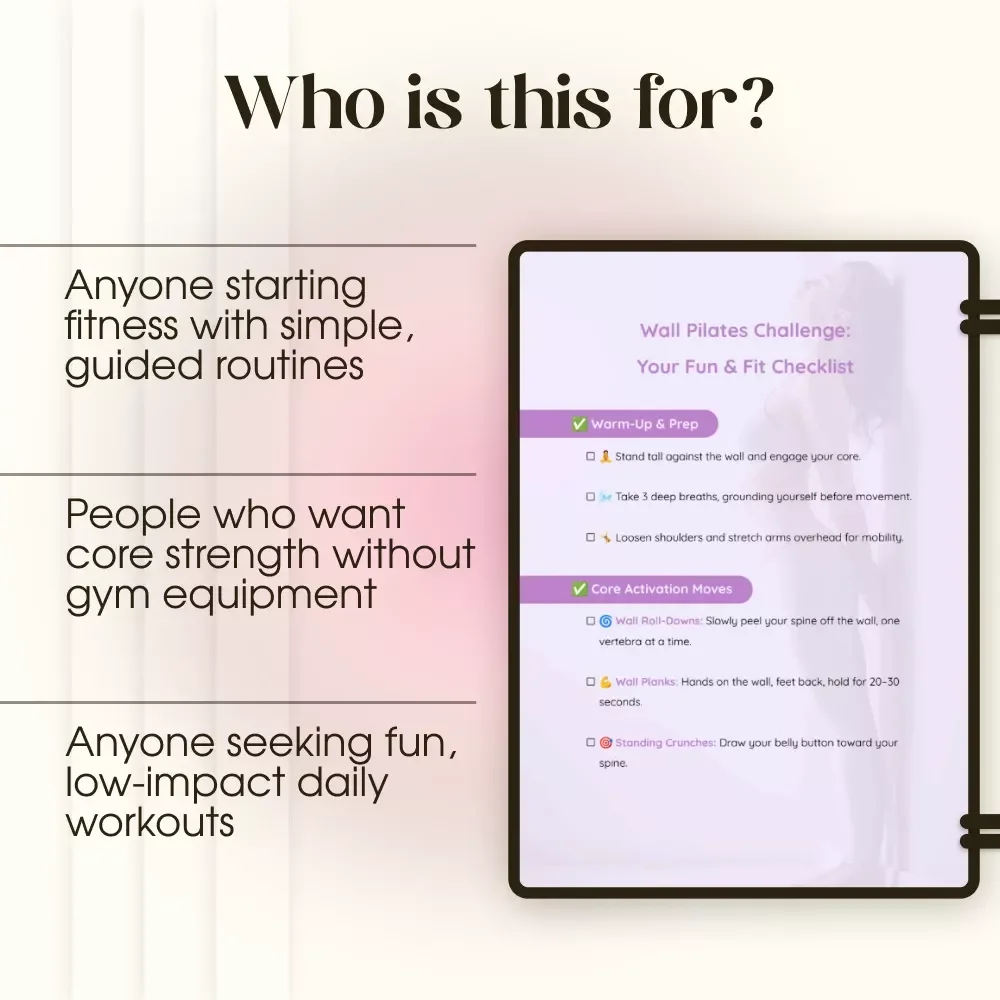 Wall Pilates Challenge: Your Fun & Fit Checklist | Digital Download Pilates Workout Guide, Home Fitness, Core Strength & Flexibility