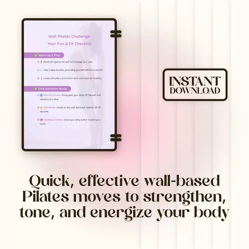 Wall Pilates Challenge: Your Fun & Fit Checklist | Digital Download Pilates Workout Guide, Home Fitness, Core Strength & Flexibility
