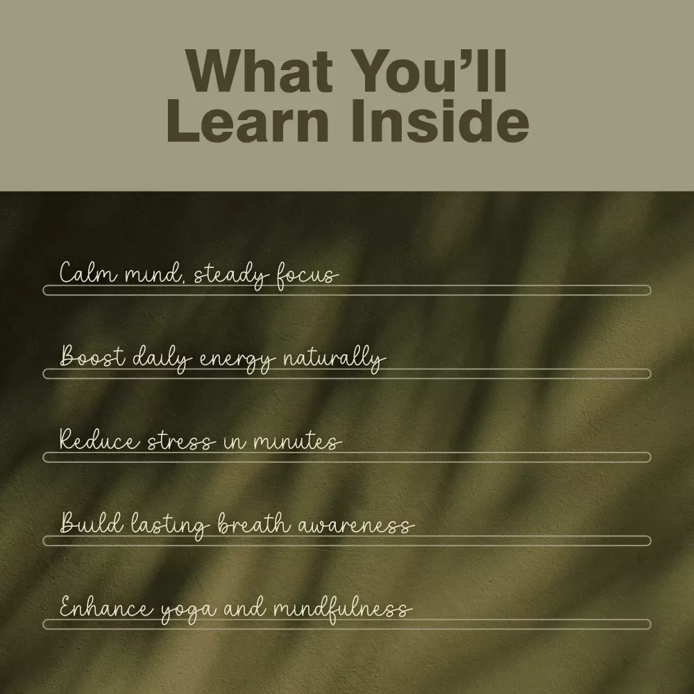 Breathe Your Way to Calm and Energy | Yoga Breathing Exercises Guide for Relaxation, Focus & Vitality | Digital Download eBook for Stress Relief, Mindfulness, and Daily Wellness Routine
