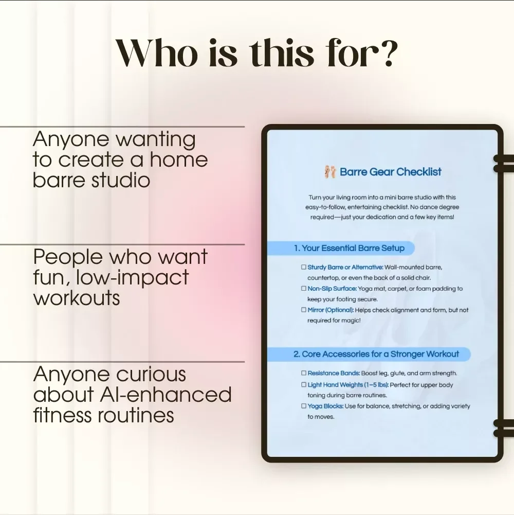 Barre Gear Checklist | Barre Workout Equipment Essentials | Digital Download PDF for At-Home Barre Studio Setup