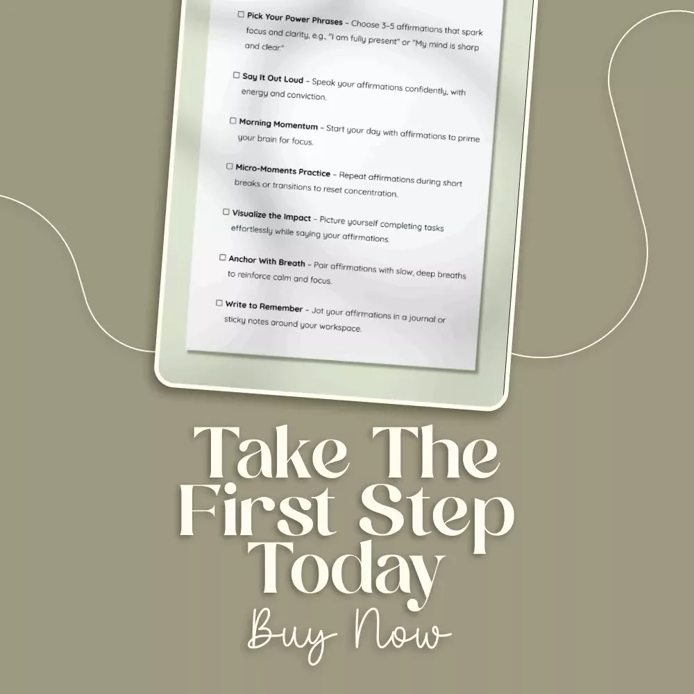 Laser Focus Affirmation Checklist | How to Use Affirmations to Boost Concentration | Printable Digital Download