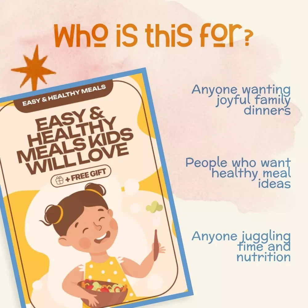 Easy & Healthy Meals Kids Will Love | Family-Friendly eBook with Tips for Making Healthy Family Meals with Kids | Digital Download Guide for Busy Parents | Fun Cooking Together Activities | Kid-Approved Recipes and Meal Planning Ideas