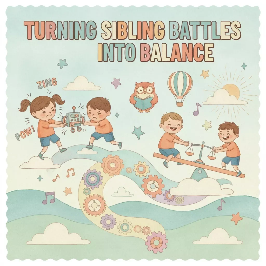 Turning Sibling Battles into Balance | Peaceful Parenting Digital Guide for Moms & Dads | What to Do When Siblings Fight All the Time | Printable eBook with AI Tools & Visual Aids