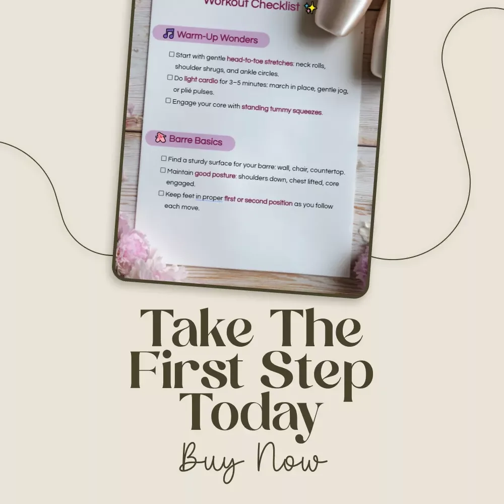 Ballet Barre Workout Checklist | Printable PDF Guide for Home Barre Exercises | Strength & Flexibility Training