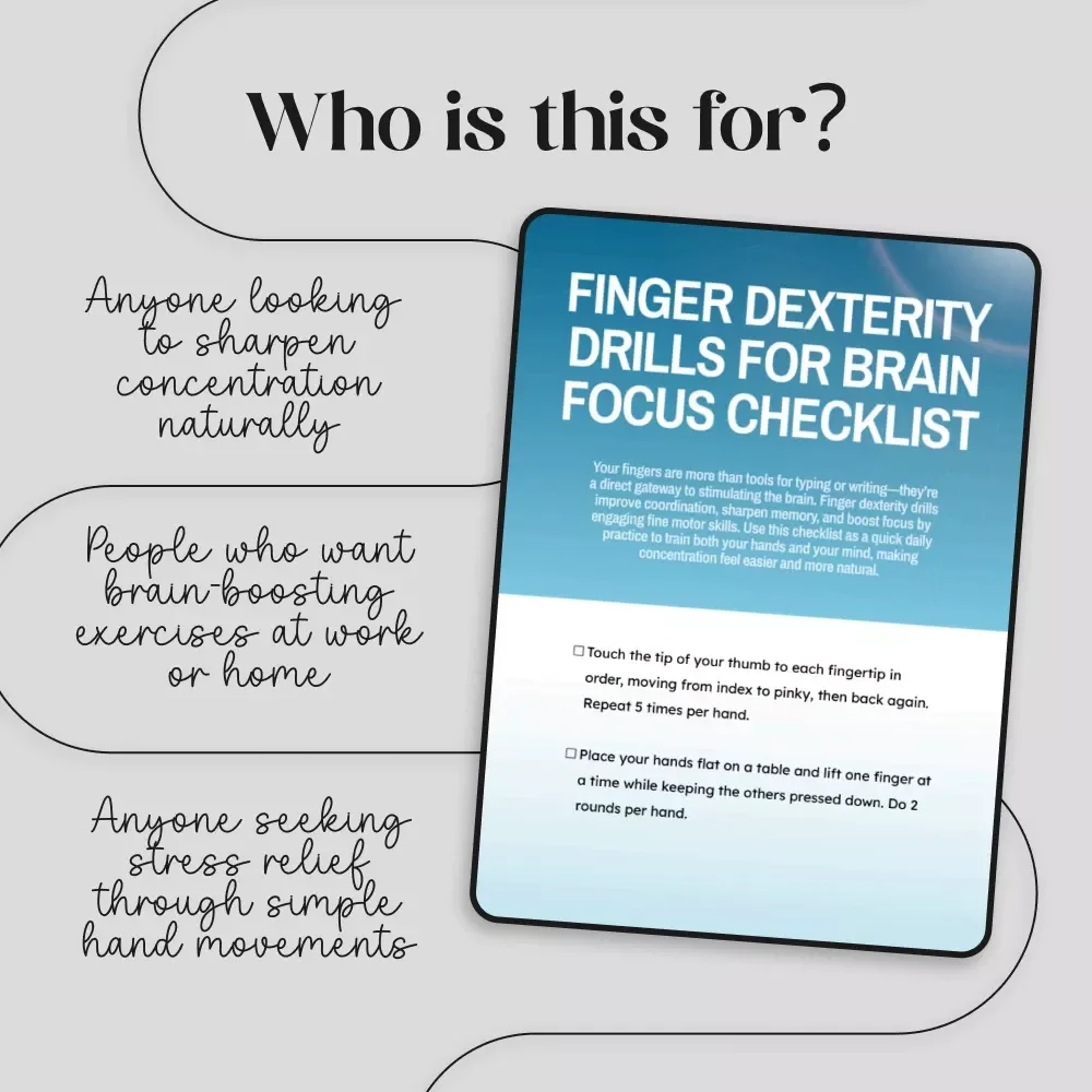 Finger Dexterity Drills for Brain Focus Checklist | Digital Download for Mental Sharpness & Hand Agility