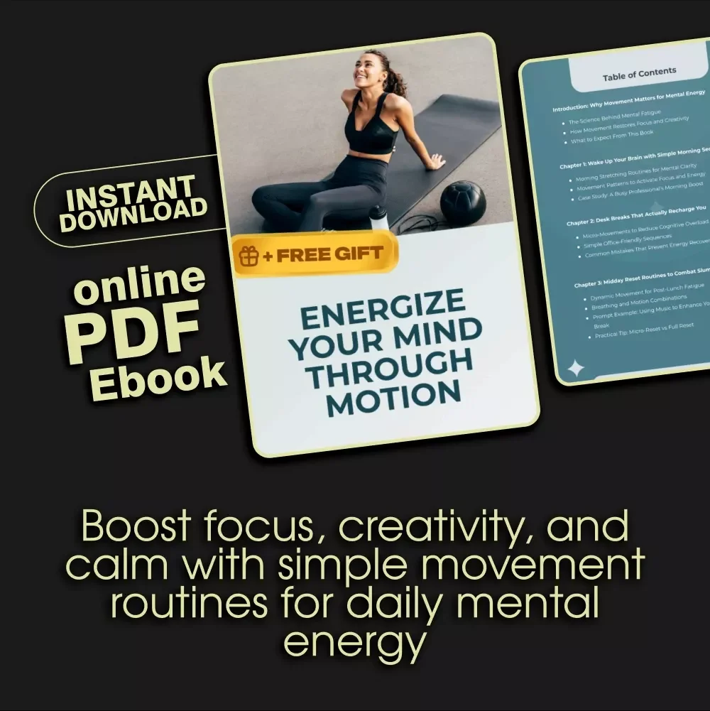 Energize Your Mind Through Motion | Digital Guide, eBook & Checklist for Mental Clarity, Focus, Stress Relief & Daily Movement Routines