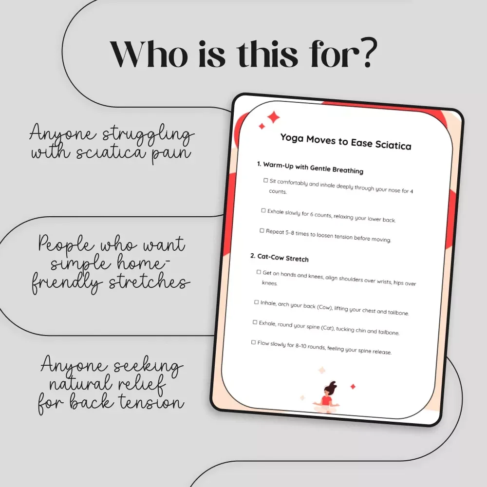 Yoga Moves to Ease Sciatica | Yoga for Sciatica Pain Relief Checklist | Digital Download