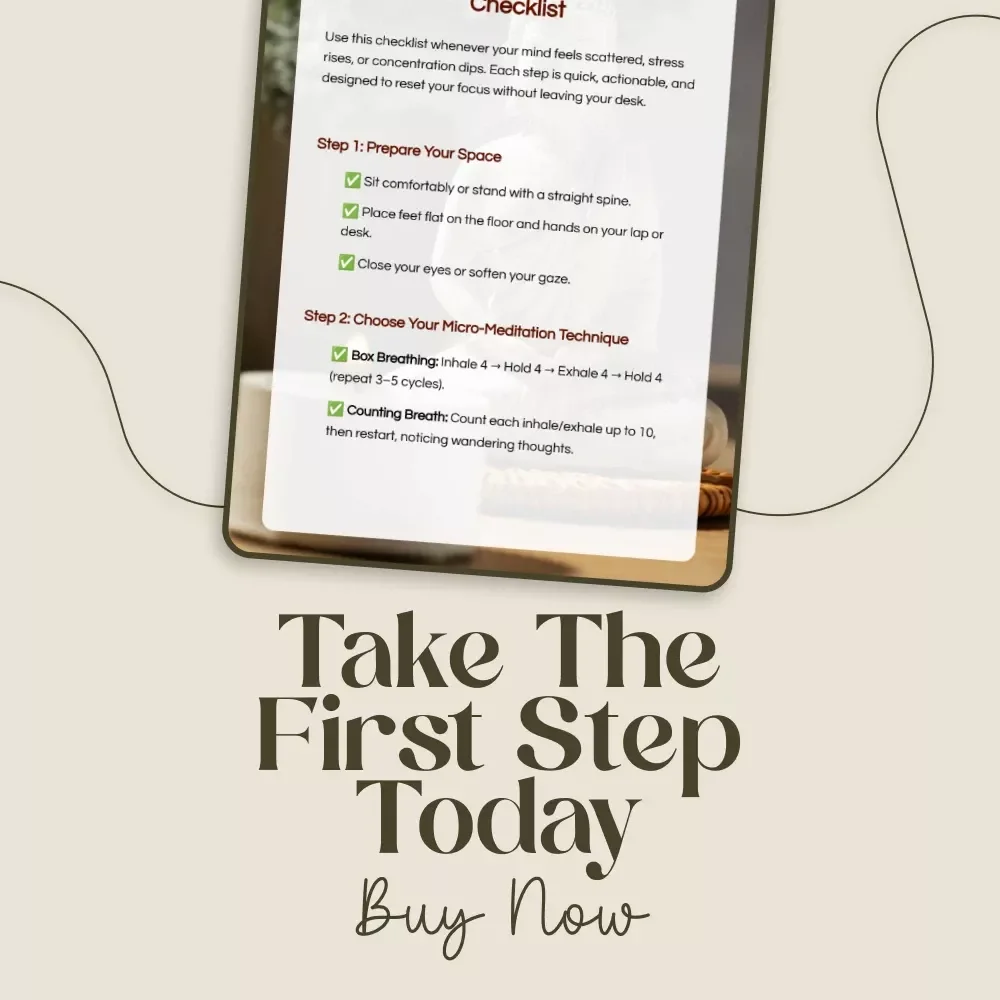 Workday Micro-Meditation Checklist | Digital Download for Focus & Clarity | Breath-Based Micro-Meditations During Work