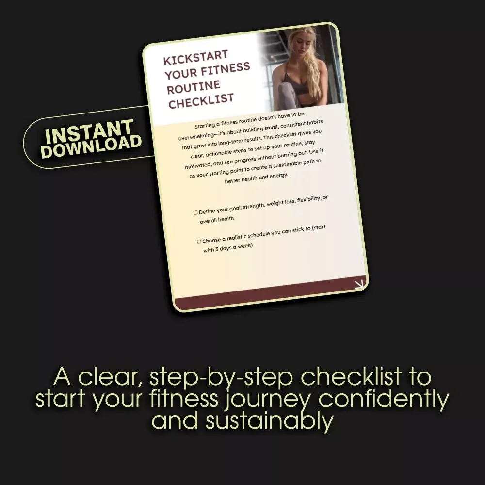 Kickstart Your Fitness Routine Checklist | Digital Download | How to Start a Fitness Routine | Simple Guide for Beginners
