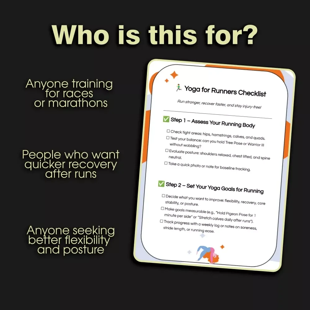 Yoga for Runners Checklist | Digital Download for Flexibility, Recovery & Core Stability | Yoga for Runners Guide