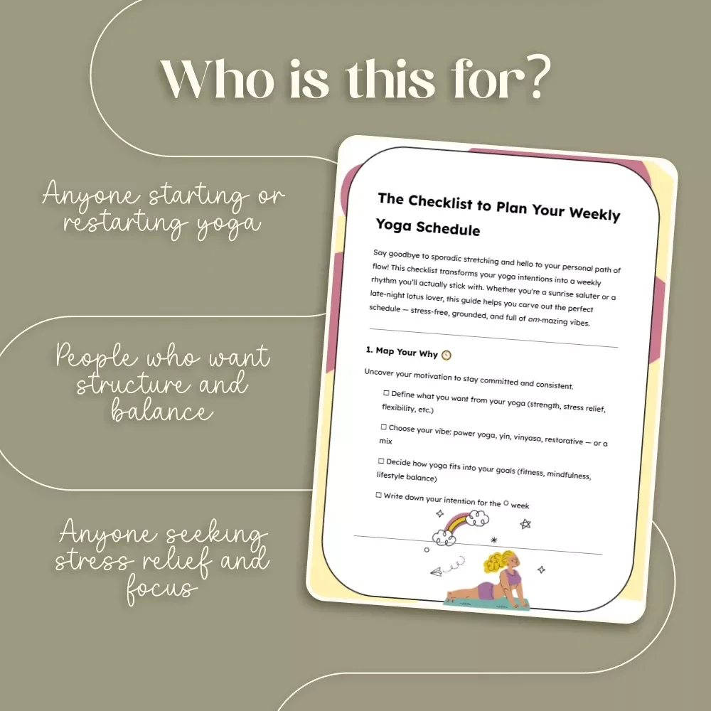 The Checklist to Plan Your Weekly Yoga Schedule | How to Plan a Weekly Yoga Schedule | Digital Download Printable Checklist for Yoga Routine & Mindful Living