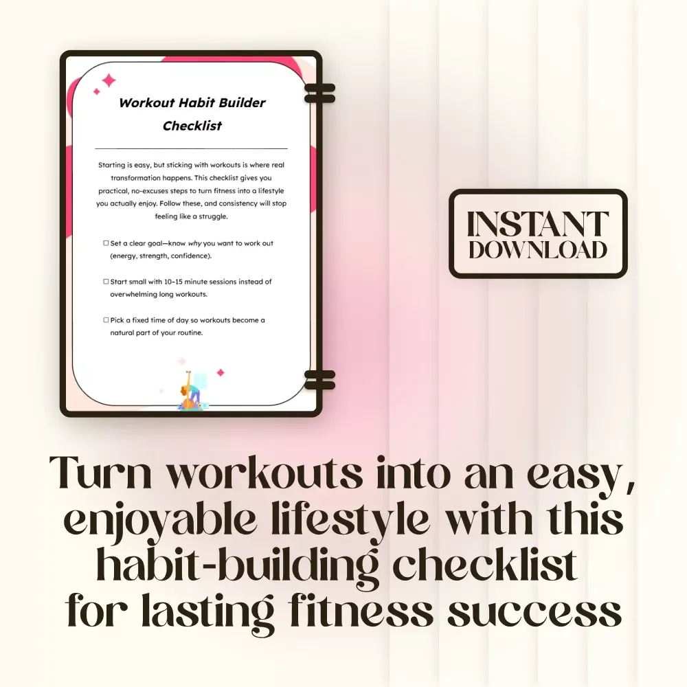 Workout Habit Builder Checklist | How to Build a Workout Habit That Sticks | Digital Download PDF