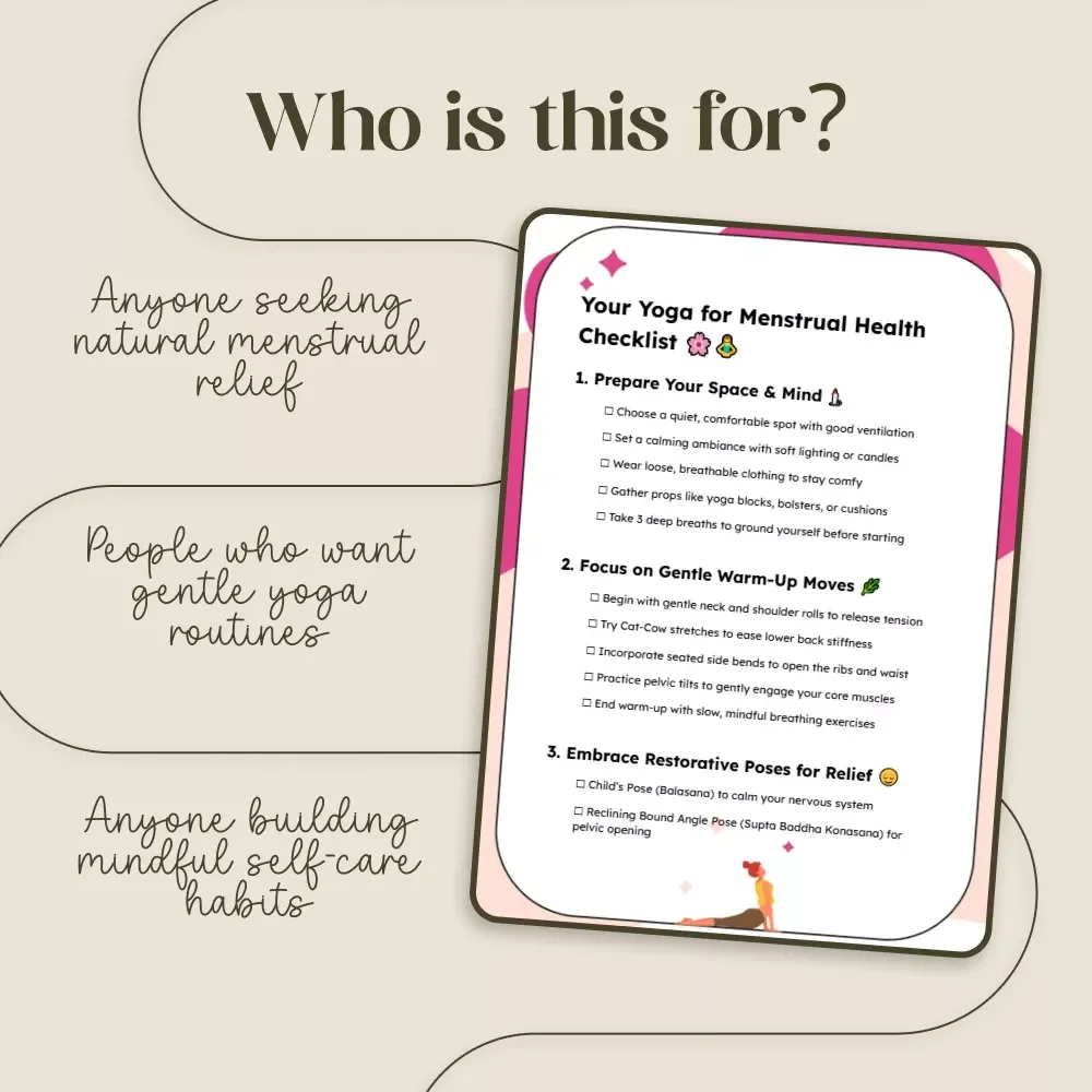 Your Yoga for Menstrual Health Checklist | Digital Download for Women | Restorative Yoga Guide for Menstrual Relief & Hormonal Balance | Printable Wellness Self-Care Routine