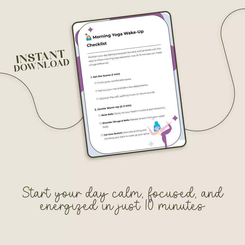Morning Yoga Wake-Up Checklist | Digital Download | Morning Yoga Sequences to Wake Up | Printable Yoga Routine for Beginners
