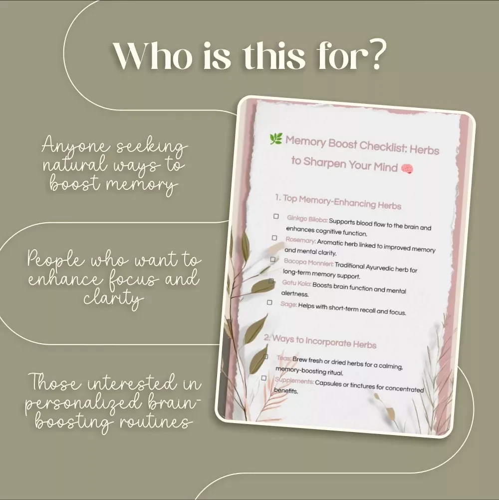 Memory Boost Checklist: Herbs to Sharpen Your Mind - Enhance Focus, Clarity & Mental Power