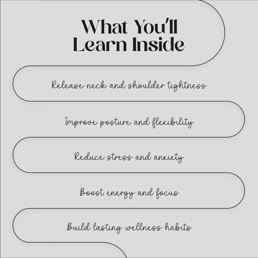 Gentle Flows to Release Neck Tension | Digital Download Guide for Brain Fog Relief, Shoulder & Neck Stretches, Mind-Body Connection eBook, Stress & Mental Clarity Checklist