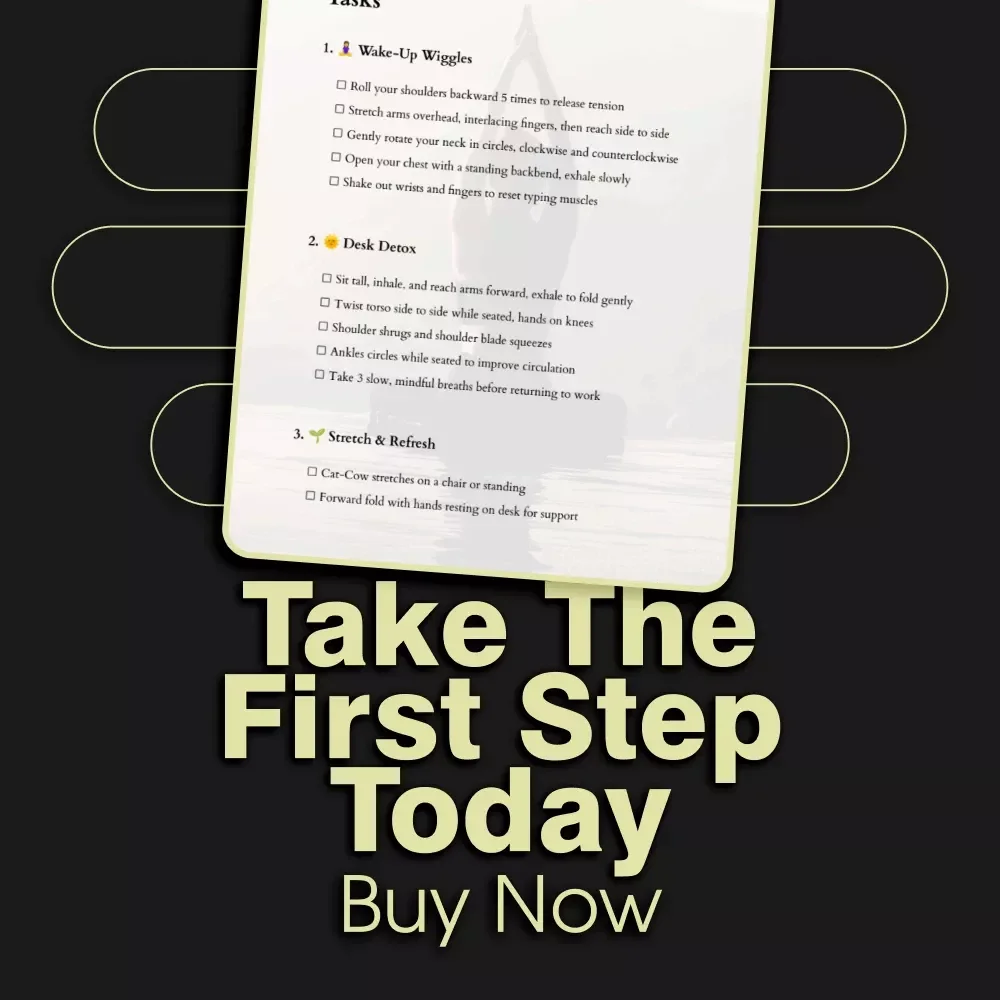 Gentle Yoga Flows Between Work Tasks Checklist | Digital Download Guide for Desk Stretches, Quick Resets & Mindful Breaks