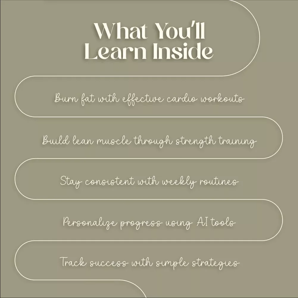 Your Fitness Routine for Weight Loss | Digital Download Guide, eBook & Checklist for Cardio, Strength Training, AI Workout Plans & Motivation