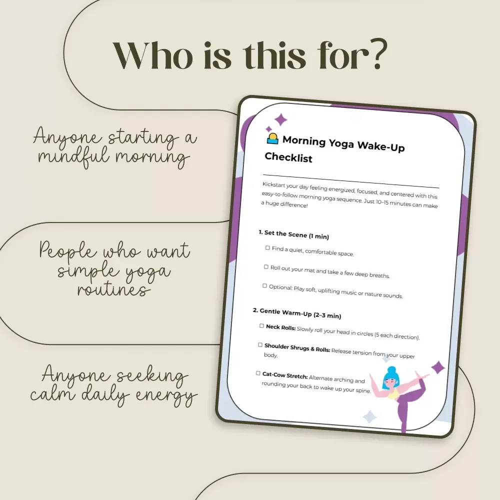 Morning Yoga Wake-Up Checklist | Digital Download | Morning Yoga Sequences to Wake Up | Printable Yoga Routine for Beginners