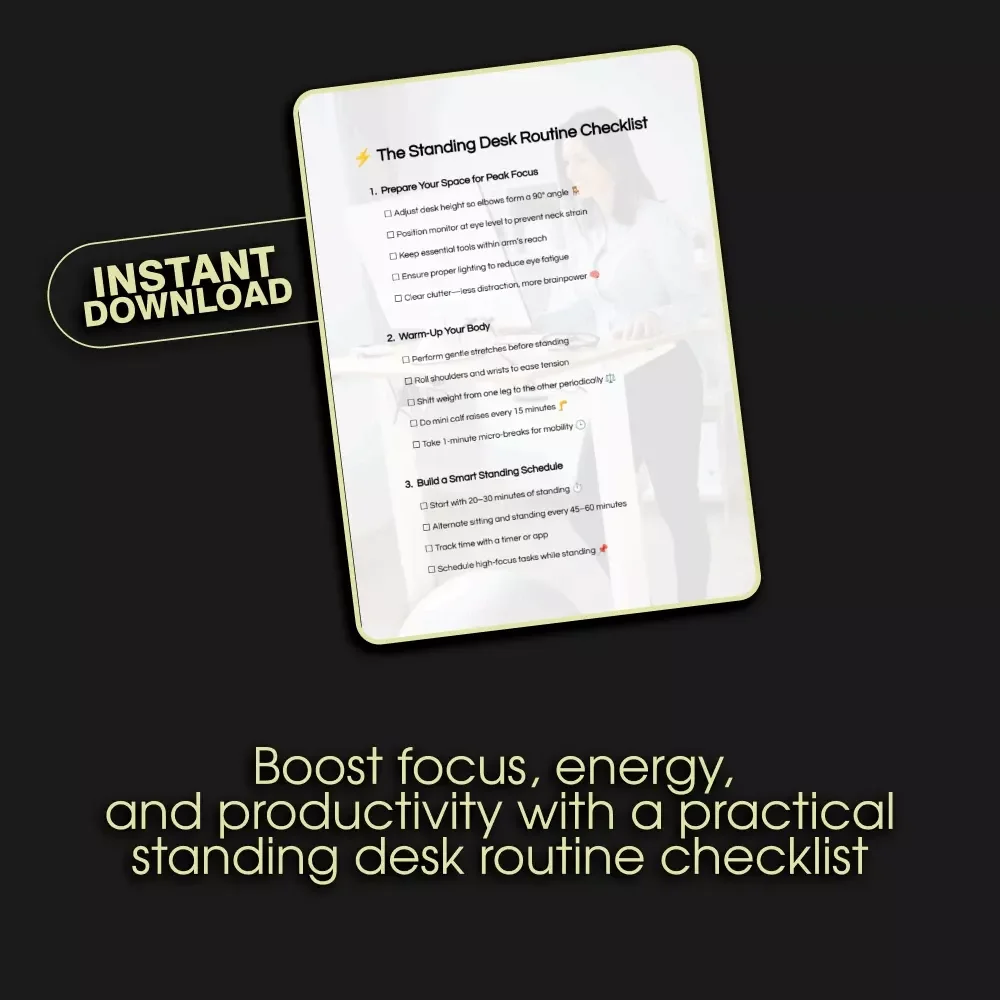 The Standing Desk Routine Checklist | Standing Desk Routines to Boost Concentration | Digital Download Productivity Checklist