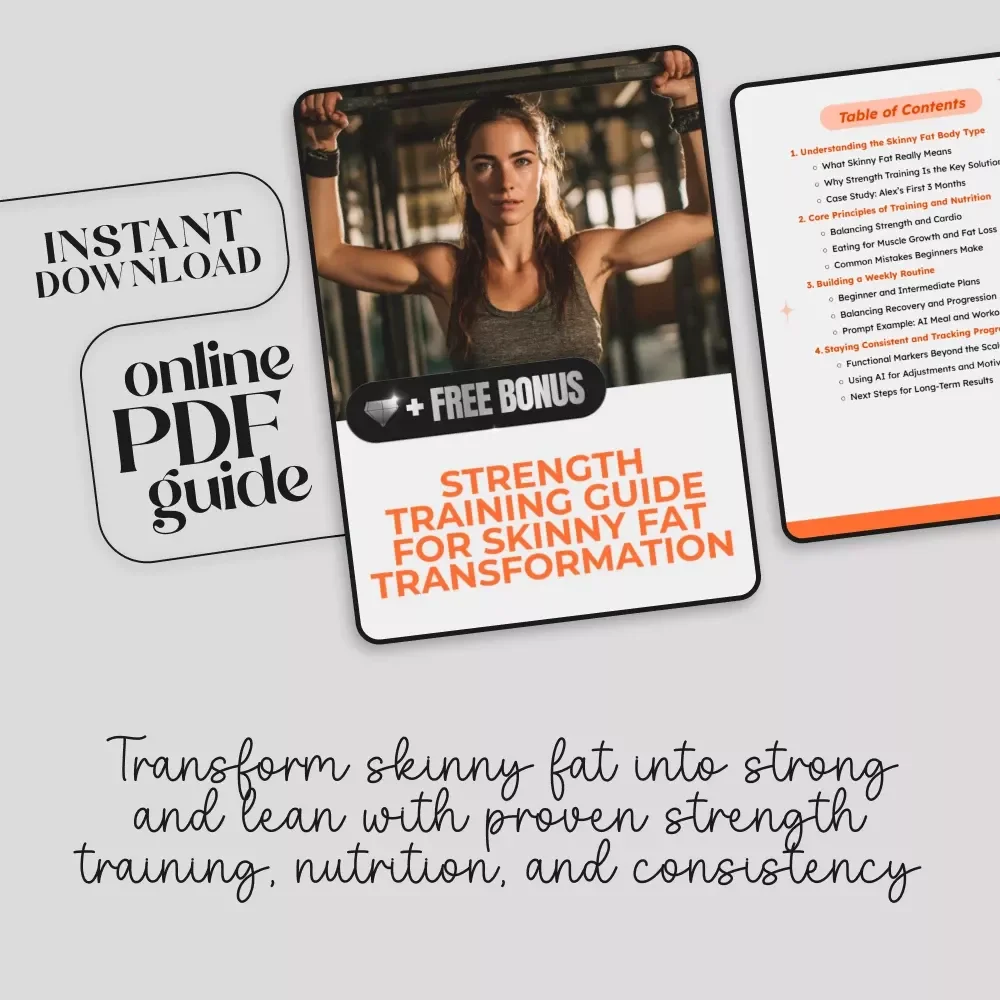 Strength Training Guide for Skinny Fat Transformation | Digital Download Fitness eBook | Skinny Fat Strength Training Plan, Nutrition & AI Tools