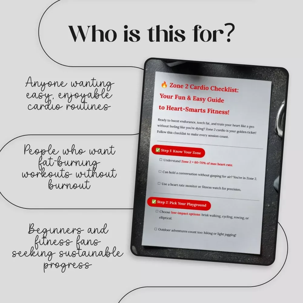 Zone 2 Cardio Checklist: Your Fun & Easy Guide to Heart-Smarts Fitness! Digital Download | Printable Fitness Checklist | What is Zone 2 Cardio Explained