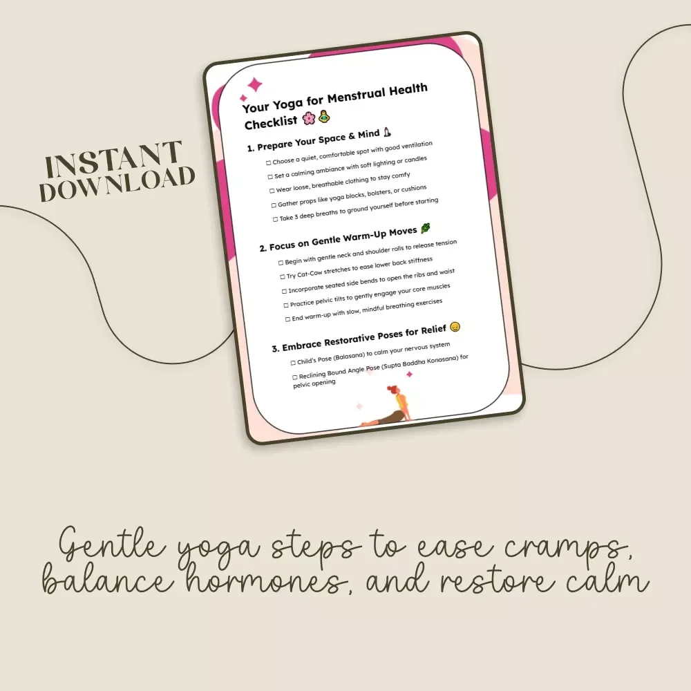 Your Yoga for Menstrual Health Checklist | Digital Download for Women | Restorative Yoga Guide for Menstrual Relief & Hormonal Balance | Printable Wellness Self-Care Routine