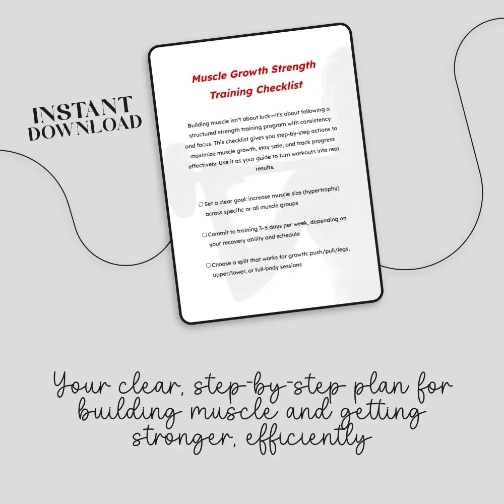 Muscle Growth Strength Training Checklist | Your Ultimate Guide to Building Muscle | Digital Download PDF