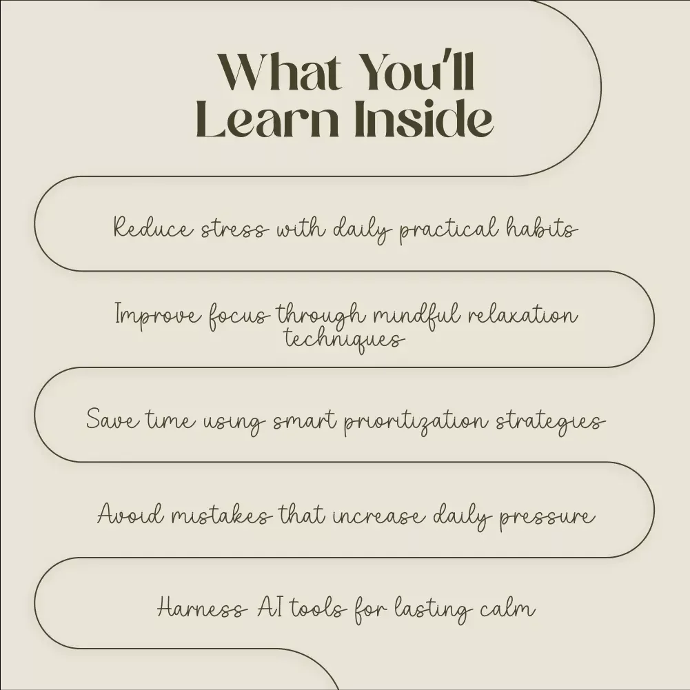 Stress Less, Live More | Digital Download Guide, eBook & Checklist for Stress Management, Mindfulness, Time Management, and AI Tools