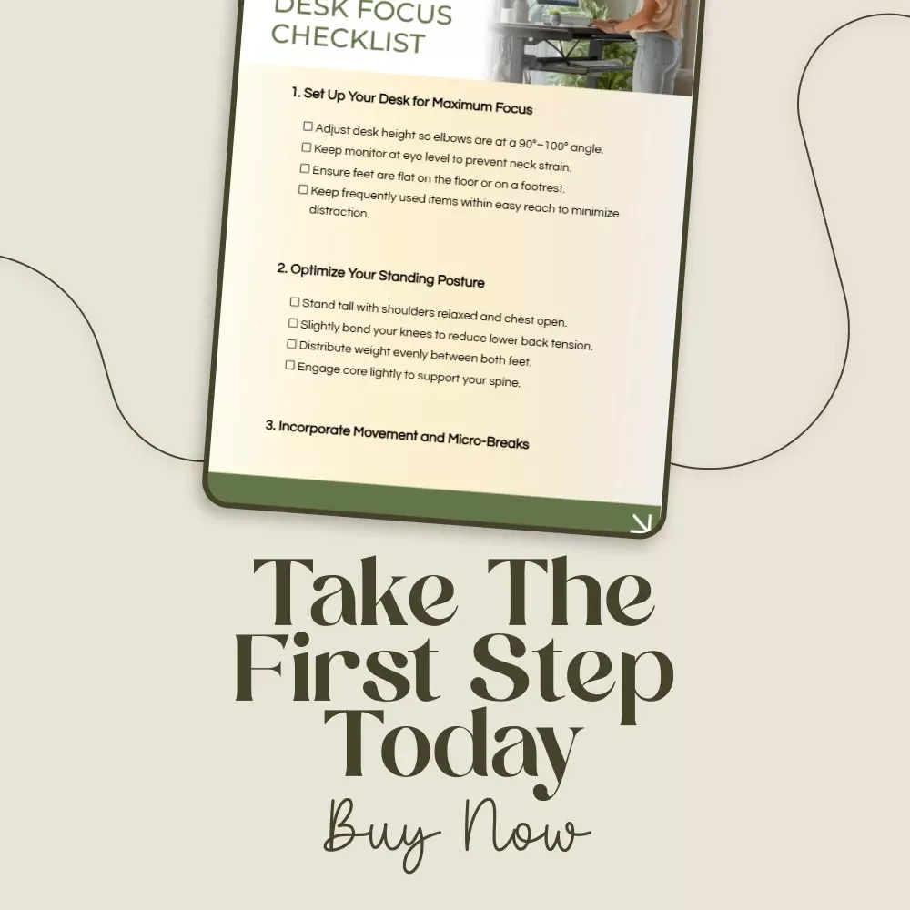 Stand Tall, Think Sharp: Standing Desk Focus Checklist Digital Download | Standing Desk for Concentration | Ergonomic Workspace Guide | Productivity Planner