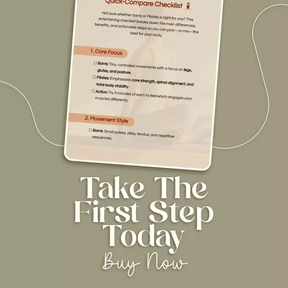 Barre vs Pilates: Quick-Compare Checklist | Digital Download Fitness Guide, eBook, Printable Fitness Comparison Chart for Barre vs Pilates Beginners